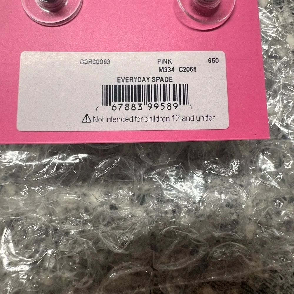 Kate Spade stud pink glitter earrings post gold tone classic spade shape